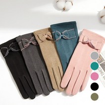 여성 리본 데일리 손목 따뜻한 예쁜 벨벳 장갑 겨울철