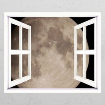 아트박스/꾸밈 ih245-Moon Light_창문그림액자_뮤럴시트지, B타입-외부창문형