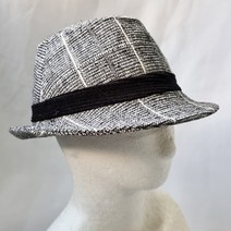 페도라 M 체크 그레이 블루 가을 겨울 모자 중절모