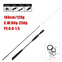 낚시대 바다 민물 용품 루어 릴 오징어 낚시 초경량 160cm 캐스팅 에기 로드 스피닝 Pe 0615 크기 235 보트로드 회전 링 오징어낚시, 16m