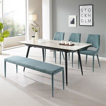 [로드퍼니처] 테라 확장형 세라믹 식탁세트 /4인용/6인용, 테라 확장형 식탁세트(일반3+벤치1)-화이트 상판