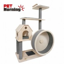 펫모닝 다묘 고양이 캣 원목 휠 바퀴 타워 스크래쳐, 본상품선택