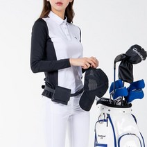 배색 슬림룩 여자 기능성 골프 긴팔 카라 화이트 티셔츠 필드