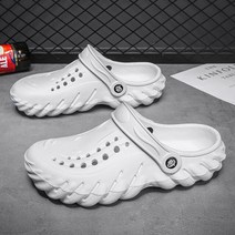 빅 사이즈 2022 여름 남성 샌들 가벼운 EVA 캐주얼 신발 구멍 클로그 연인 홈 가든, white+38