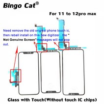 OEM NO TOUCH IC TP 디지타이저 스크린 유리 및 OCA 접착제 필름 아이폰 11 프로 12 맥스용 터치 패널 칩, 02 NoIC 11with Frame