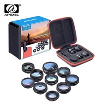 스마트폰 접사렌즈 광각렌즈 핸드폰 어안렌즈 apexel universal 10in1 fisheye 광각 매크로 키트 cpl 스타 필터 만화경 for iphone samsung