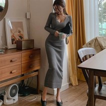 2023 써스데이 아일랜드 하라주쿠 스타일 원피스 2020 기질 깊은 니트 드레스 오피스 레이디