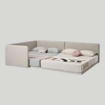 한샘 스테디2 하이 패밀리침대 Q+Q 한쪽가드형 데이베드 색상2종 +노뜨컴포트, A형 미드그레이(A)