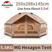 ShengFa 샵 Naturehike 육각형 몽골 텐트 캠핑 방수3~4인용 다크배이지NH21ZP001