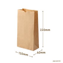 (신제품)친환경 크라프트 식품봉투 엄지타공 (120*60*220mm)소100장, 100g, 1