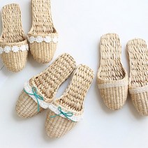 트렌디 30대 주부 여름철 왕골 실내화 사무실슬리퍼, 꽃잎