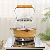 SM 모던 내열 유리 포트 주전자 3.5L 인덕션용 대용량 친환경 손잡이 티포트 약탕기