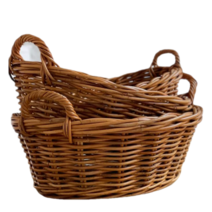 마르쉐바스켓 라탄바구니 라틴 원형 손잡이 홍등 과일 빵바구니, L, 1개