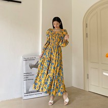 빈스홀릭 여성용 로즈피치 캉캉 스모크 롱 원피스