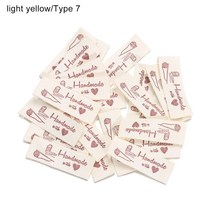 50PCS 레이블사랑과 수제 만화 고양이 재봉틀 뜨개질 양모 공 심장 모양 태그, 07 light yellowType 7