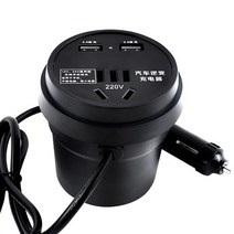 차량용인버터12v24v220v자동차용시거잭인버터150W 자동차 전원 인버터 DC 12V/24V ~ 220V AC 컵 홀더 QC3., 01 black