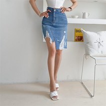 셀러허브 여성패션 [oshu] 여성 산뜻한 꾸안꾸 코디 편한 청색 미디 청스커트