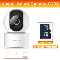 샤오미cctv 홈캠 베이비캠 무선 CCTV 스마트폰 Xiao mi-Mi 360 ° IP 파노라마 mi c 카메라 글로벌 버전 C, 06 C200 N 32G Card