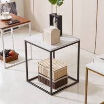 침대 협탁 거실 미니 소파 사이드 테이블 수납 전화대 400, 400 받침형 - 골드 마블