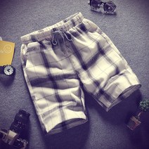 오부바지 짧은 바지남자 캐쥬얼 와이드 루즈핏 체크 여름 커플 얇은 하프 팬츠 운동 비치바지 295625137