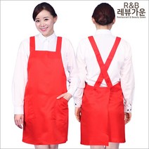 레뷰가운 AE26 앞치마 업소용 요리학원 카페 미술학원 양식 제빵 서빙 주방, AE26 빨강M_찍찍이, 1개