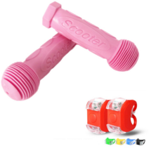 킥보드 손잡이 그립 고무 교체용 부품 씽씽이 수리 악세사리, 핑크 그립 2개 + 개구리 조명 1개