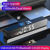 LED TV 사운드 바 알람 시계 AUX USB 유선 무선 블루투스 스피커 홈 시어터 서라운드 PC 컴퓨터 라디오 오, 협동사, G12 블랙 업그레이드