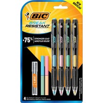 BIC 지우개 포함 파손 방지 샤프 No. 2 미디엄 포인트(0.7mm) 학교 또는 사무용품용 4개 팩, 4 Pack