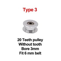 3D프린터부품 GT2 아이들러 타이밍 풀리 16-톱니 20-3D 프린터 부품 용 베어링이있는 3mm 또는 5mm 보어가, Silver Color, Type 3