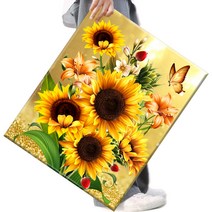 FASEN 액자 보석십자수 캔버스형 DIY 키트 40 x 50 cm, 1세트, FAN01.금빛해바라기
