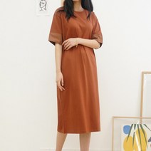 보스룸 여성용 루즈핏 라운드 반팔 여름 롱 원피스
