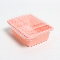 피크닉앤패키지 추석송편떡포장용기 어린이집선물포장답례품, 러브체크미니핑크2개