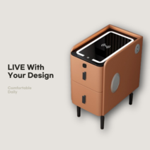 [리브윗] 무선충전 침대협탁 무선 침대 조명 스피커 USB 블루투스 충전 금고 협탁, 3색조명+무선충전+usb, 오렌지