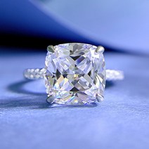 약혼반지 커플반지 웨딩 주얼리 실버 골드 클래식 10x10mm 쿠션 모이사나이트 반지 925 스털링 밴드 여성 럭셔리 커플 쥬얼리