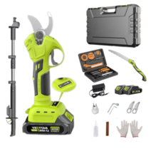 [ZHIPU지푸] 충전 전동 전지가위 독일 무선 전기 전정 나무 가지치기 다목적 꽃 고지, 40mm고급형 배터리2개+연장대