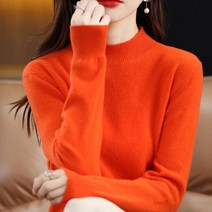 Prosekor 여성 반하이넥니트 무지 긴팔 니트티