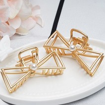 이쁨달다 메탈진주 집게핀 반머리 올림머리 삼각 리본 로즈