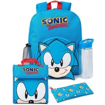 Sonic The Hedgehog 백팩 세트 | 블루 소닉 디자인 필통과 물병 포함