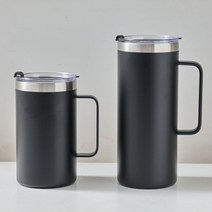 에코티 스테인리스 이중진공 대용량 점보 머그컵 1000ml 블랙, 단품