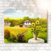 엘티에프티 해바라기그림 액자 캔버스 시골길 돈들어오는그림 풍수액자 집들이선물 개업선물 인테리어액자