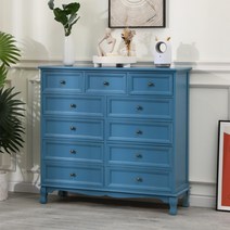 북유럽 인테리어 원목 모던 침실 서랍형 높은 거실장, 60 x 35 x 63cm 블루