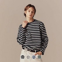 [지오다노] 023503 남성 봄 헤비코튼 스트라이프 긴팔 티셔츠 4컬러
