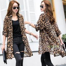 여성 레오파드 남방 셔츠 쉬폰 정장블라우스 빅사이즈 호피무늬블라우스 Wstug 증정