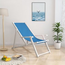 선배드 썬베드 야외 비치 의자 테라스 발코니 접이식 벤치 체어 팔걸이, 손잡이가 달린 화이트 스탠드+블루 천
