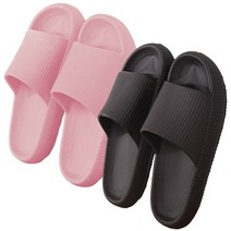 삭스판다 거실화 쿠션 슬리퍼 2개, 핑크(여)1P+블랙(남)1P