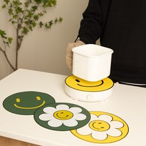 스마일 인덕션 보호매트 1+1 2종 1세트 2+2 4종1세트 옐로우+그린 지름22cm 실리콘 소재, 플라워스마일+해피스마일set