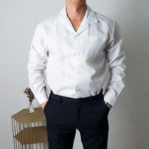 코코로맨틱 와이드 오픈 카라 댄디룩 남자 셔츠 2컬러