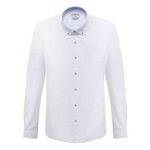 슬림_블루 배색카라 화이트 버튼다운 긴팔셔츠_S8108G/OPD:GAON0107G +Y7