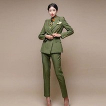 여자수트 정장 양복 그린 세미 재킷 투피스 세트