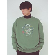 [누퍼] 발광양반 자수 맨투맨 더스트그린